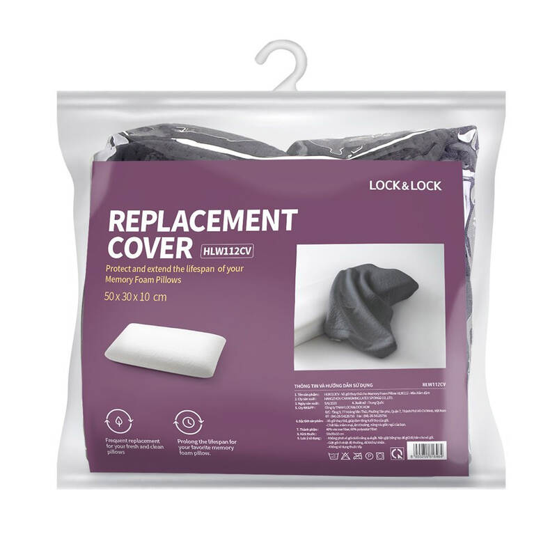 Vỏ Gối Thay Thế Cho Memory Foam Pillow Locknlock HLW112 - Màu Xám Đậm - HLW112CV, , large image number null